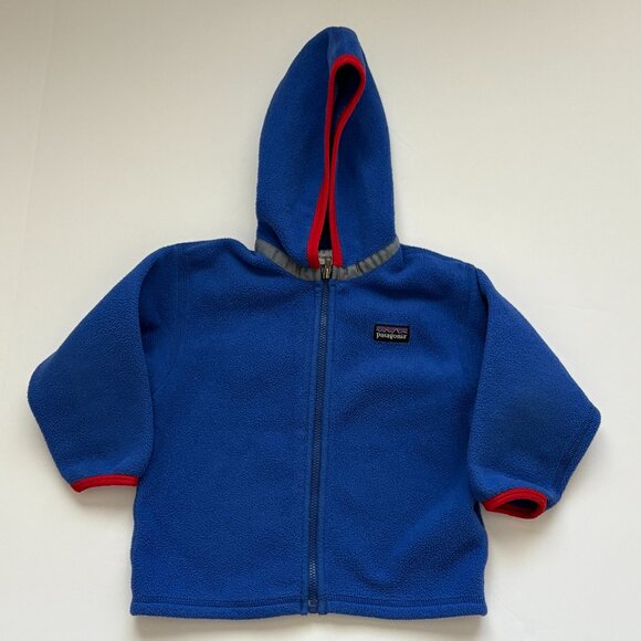Patagonia Baby Boy Synchilla Cardigan Size 24M Full Zip Hooded Sweatshirt Blue - Picture 1 of 10
